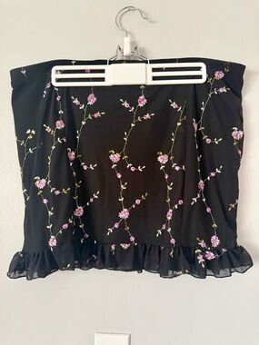 Sugar Thrillz I’m Baby Floral Embroidered Mesh Mini Skirt - Coquette Whimsigoth